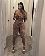 Sexy Leopard Printed Mesh Women Long Sleeves Pants 2 Pieces Sets RS-700720