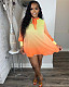 Gradient O Neck Long Sleeve Loose Plus Size Dresses HM-6611