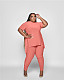 Side Split Lace Up T Shirt Tops Skinny Pants 2 Piece Set CQ-176
