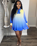 Gradient O Neck Long Sleeve Loose Plus Size Dresses HM-6611