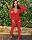 Streetwear Hooded Zip Jackets Ruched Stacked Pants Set HM-6636
