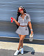 Short Sleeve Baseball Jacket A-line Skirts Suit HM-6608