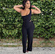 Sexy Solid Color Sleeveless One Shoulder Drawstring Crop Top Straight leg Pants Summer Two Piece Suit HM-6525