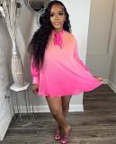 Gradient O Neck Long Sleeve Loose Plus Size Dresses HM-6611