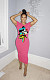 Cartoon Printing Pullover Short Sleeve Maxi Dress HM-6191
