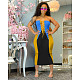 Women Patchwork Cross Bandage Strapless High Waist Long Dress HM-6999