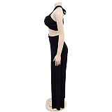 Sexy Wrap Chest Crop Top And Long Pants Women 2 Pieces Sets BY-7236