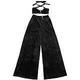 Sexy Wrap Chest Crop Top And Long Pants Women 2 Pieces Sets BY-7236