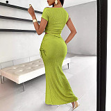 Sexy Single Shoulder Tops And Folds Long Fishtail Skirt 2 Pieces Suit RS-7020