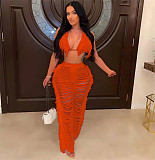 Tassel Knitting Lace Up Bra Top+Straight Pants Suits TR-1193