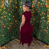 All-match Solid Color Knitted Sleeveless Tassel Dress TR-1190