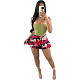 Streetwear Camo Print High Waist Pleated Mini Skirts JINGJ-6107