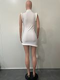 Women Sleeveless Round Neck Irregular Slim Mini Dress BN-9446