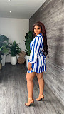 Turn-Down Collar Lace Up Striped Shirt Dress MIL-357