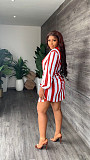 Turn-Down Collar Lace Up Striped Shirt Dress MIL-357