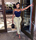 Copy Solid Multi-Pockets Lace Up Waist Cargo Pants MUX-6063