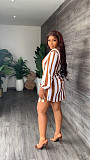 Turn-Down Collar Lace Up Striped Shirt Dress MIL-357