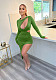 Sexy Cut Out Long Sleeve High Slit Party Dresses XING-1048