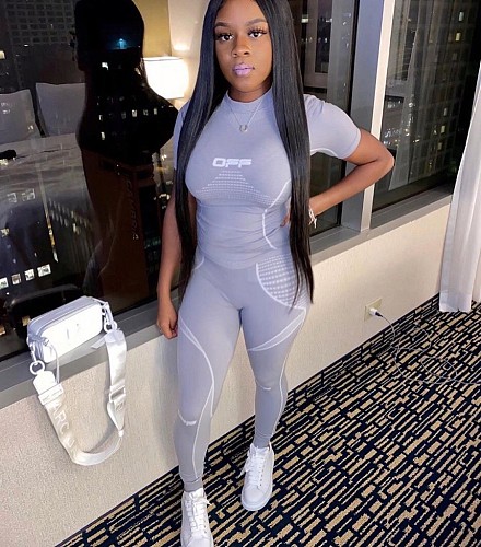 Fashion Digital Print Short Sleeve T-shirt Trousers Sport Two-piece Set MAE-2041