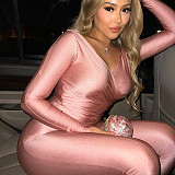 Sexy Off Shoulder V-neck Slim Two-piece Leisure Sports Sets ME-Q23S8469