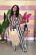 Sexy Striped Halter V-neck Open Back Women Jumpsuits XING-057