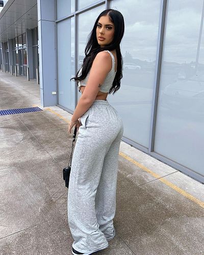 Solid Color Cropped Vest Wide-leg Pants Women Two Piece Outfits JP-1030