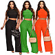 NEW Women Solid Color Vest And Wide-leg Long Pants 2 Pieces Sets ME-Q24S8490
