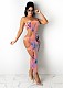 Tie Dye Print Cut Out Hole Women's Spaghetti Strap Long Dresses JP-1034