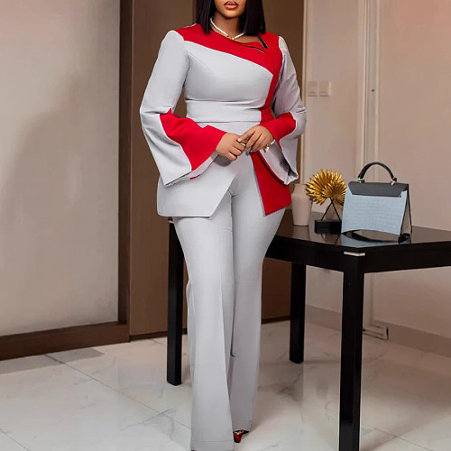 Elegant Ladies Stretch Long Sleeve Patchwork Color Matching Suit NY-3500
