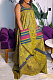 Women Printed Straps Sleeveless Loose Wide-leg Jumpsuit Large Size NY-10819