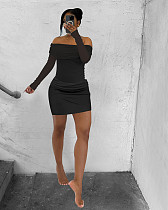 Women's mesh one-line shoulder skirt splicing perspective sexy pleated two-piece set XRB-10118