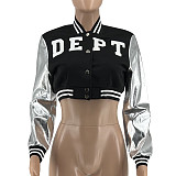 Casual Women Letter Embroidered Patchwork Threaded Baseball Jacket XRB-10061