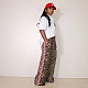 Fashion leopard print patchwork color stripes loose straight leg pants XRB-10115
