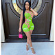 Graffiti Print Strap-back Tight Buttock Lift Romper BS-1212