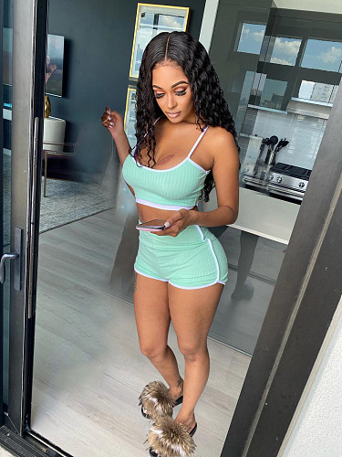 Fashion Sling Tank Top Shorts Two-piece Set BS-1215