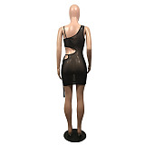 Sexy Mesh See Through Hollow Out Bodycon Mini Dress BS-1253