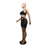 Sexy Mesh See Through Hollow Out Bodycon Mini Dress BS-1253