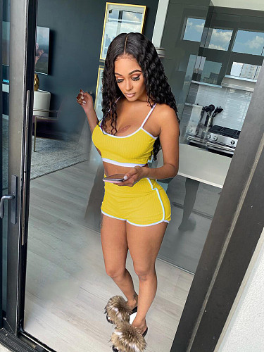Fashion Sling Tank Top Shorts Two-piece Set BS-1215