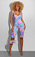 Tie-Dye Printed Suspenders Backless Straps Romper BS-1186
