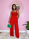 Solid Sleeveless Elastic Stretch Wide Leg Jumpsuits BS-1308