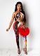 Fashion Tie-Dye Wrap Breast Lace-up Trousers Two-piece Set BS-1203