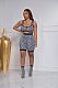 Workout Tank Print Vest Crop Tops+Biker Shorts Set BS-1305