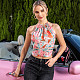 Sexy spice style top mesh fabric print halter halter small vest HONGW-77348