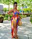 Tie Dye Women's Tracksuit Sexy High Slit Straight Pants+Halter Neck Crop Tops Summer Matching 2 Piece Set LUO-3163
