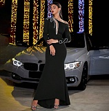 Fashion Sequin Splicing Slim-fit Hip Wrap Long Sleeve Evening Dress HONGW-77245