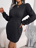Elegant Warm Pullovers Twist Knitting Sweater Dresses BJS-2076
