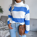 High Neck Long Sleeve Striped Knitted Sweater BJS-8210