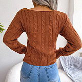 Cross V-Neck Twist Long Sleeve Crop Top Sweater BJS-1217