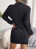 Elegant Warm Pullovers Twist Knitting Sweater Dresses BJS-2076