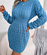 Elegant Warm Pullovers Twist Knitting Sweater Dresses BJS-2076